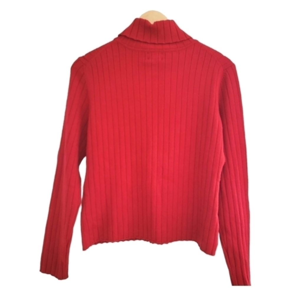 PERFECT Rafaella Red Ribbed Turtleneck Sweater - Picture 3 of 5